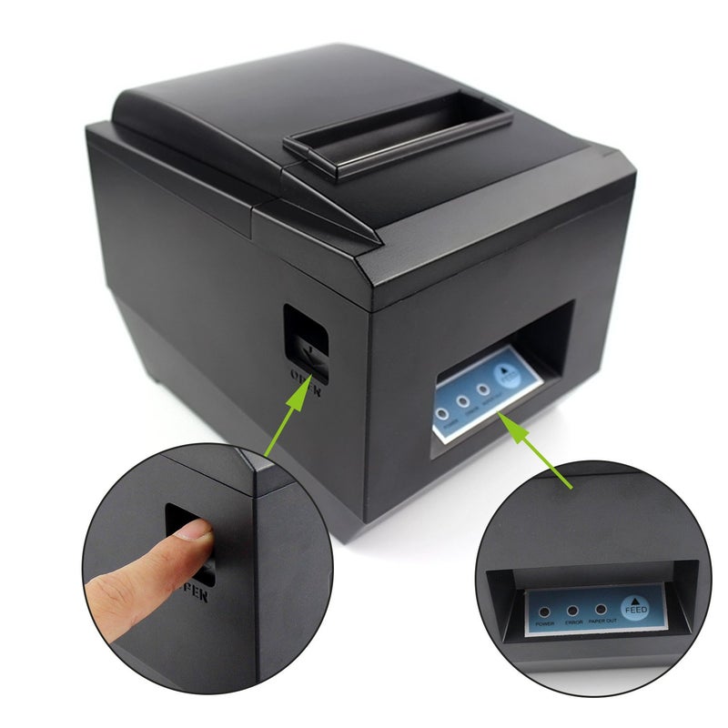 symcode POS Thermal Receipt Printer Ethernet/LAN, & Serial Port - Auto Cutter - Cash Drawer Port - Paper Width 3 1/8" (80mm) - Works on Windows XP/Vista/7/8/8.1/10 Uses - Image 3